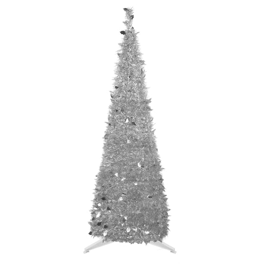 6Ft Unlit Silver Tinsel Pop-Up Artificial Christmas Tree By Northlight | 6 ft | Michaels®